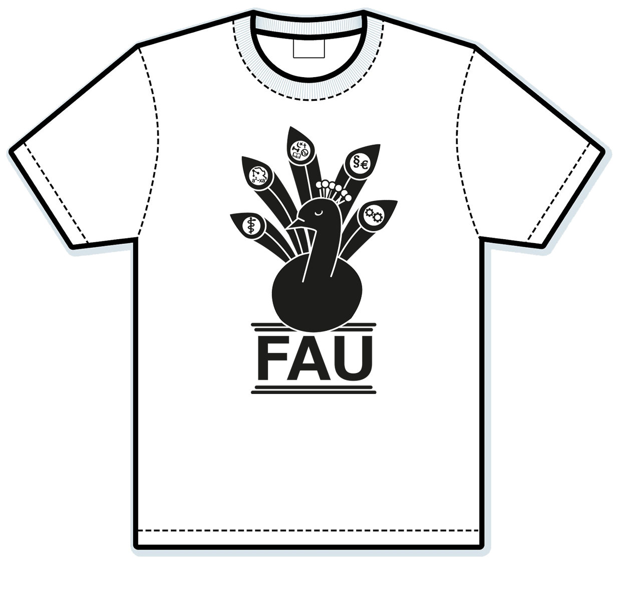 Placed 4th (tie vote): "pFAU", designed by Carmen Oberlechner. (Image: FAU T-shirt Design Contest 2016/17)