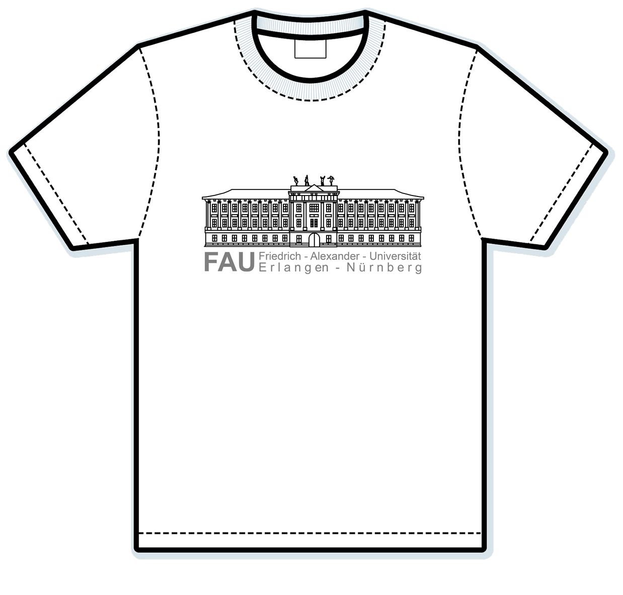Placed 4th (tie vote): "Studieren am Schloss", designed by Lena Bernhard. (Image: FAU T-shirt Design Contest 2016/17)