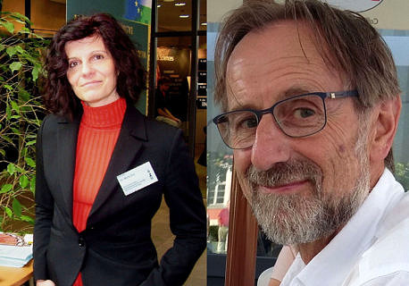 Zwei Bilder zu einem zusammengefügt: Dr. Mária Dux (links) und Prof. Dr. Karl Meßlinger (rechts)