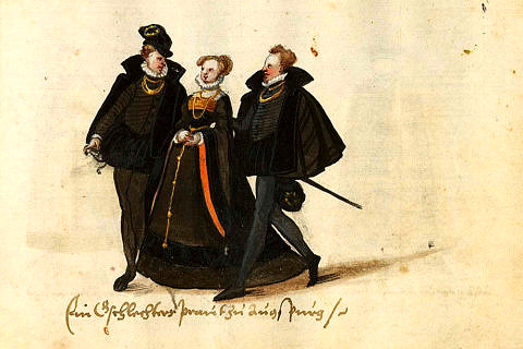 Illustration of two men and one women.
