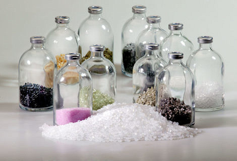 Bottles with granules.