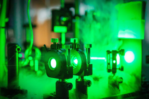Experimental setup in the laser laboratory.