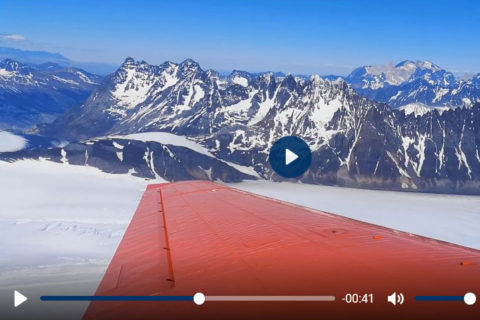 Plane over glacier