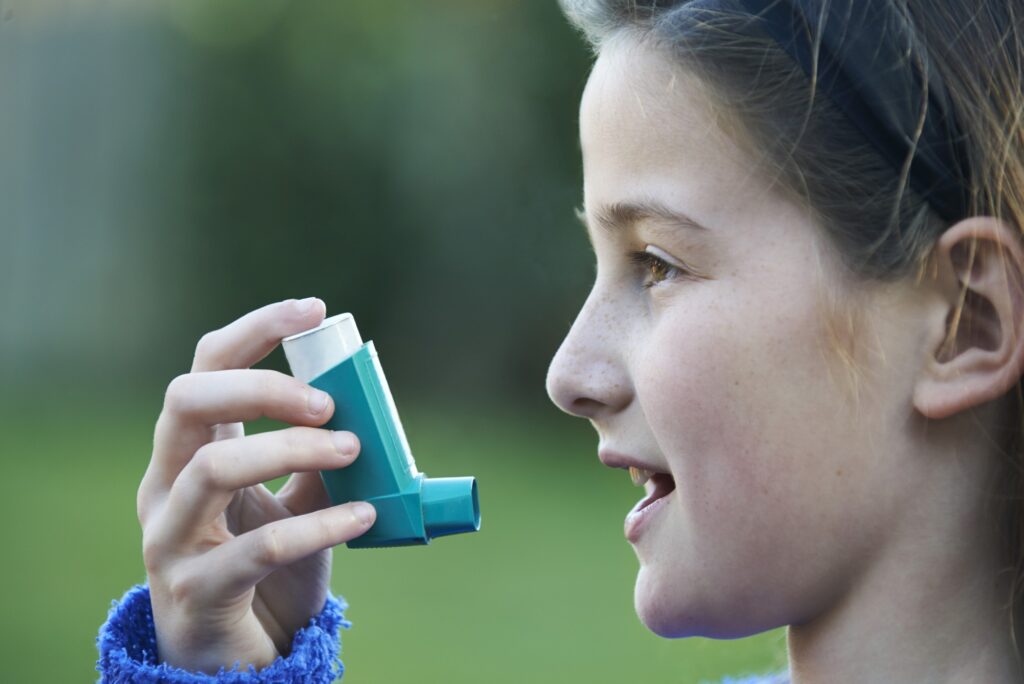 Girl with inhaler