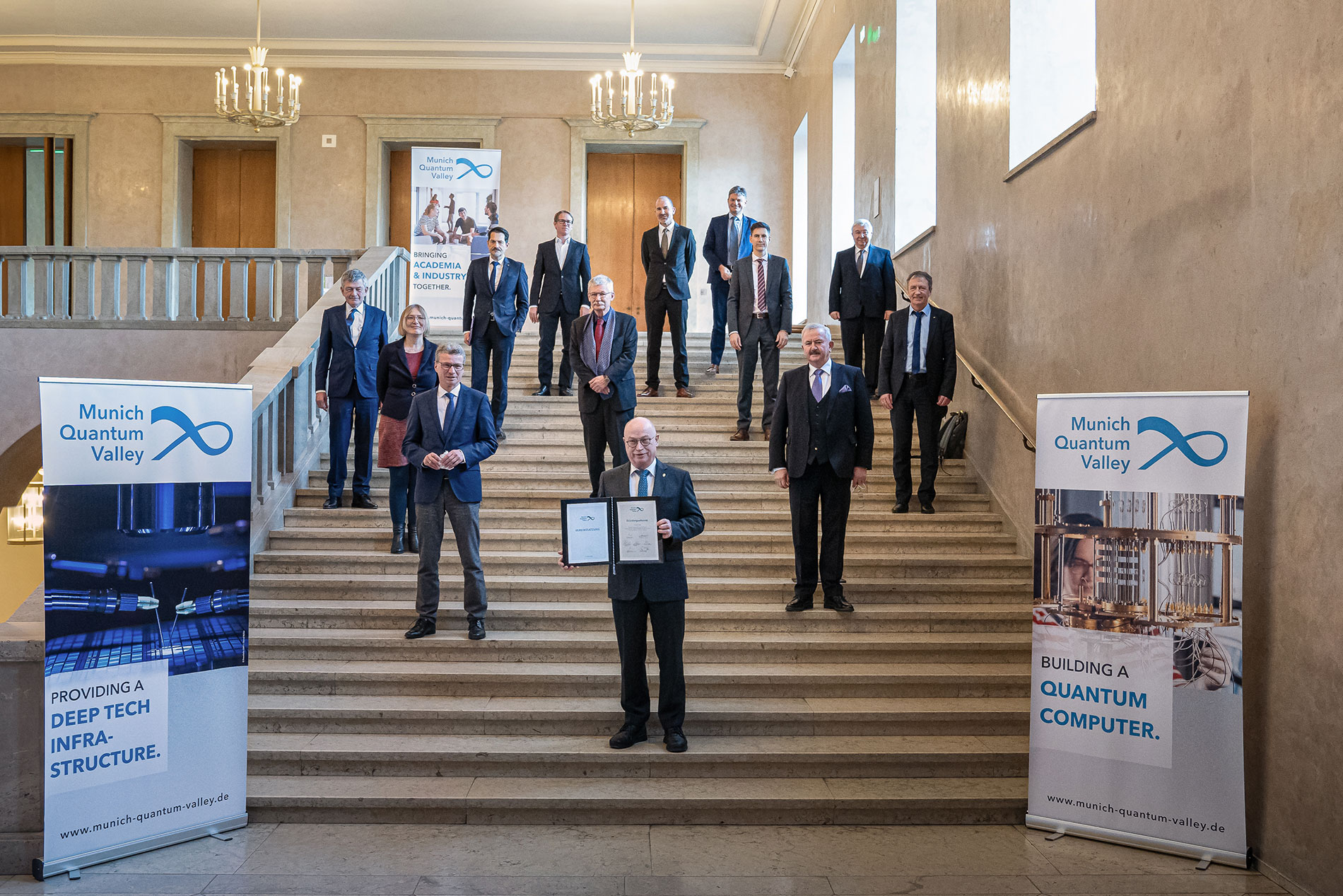 group of people on stairs