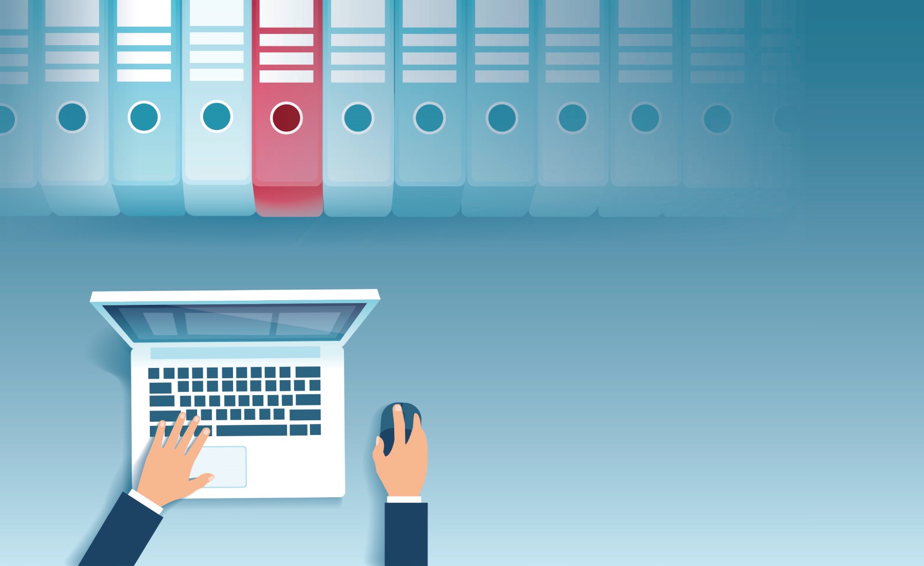 Illustration laptop and file folders