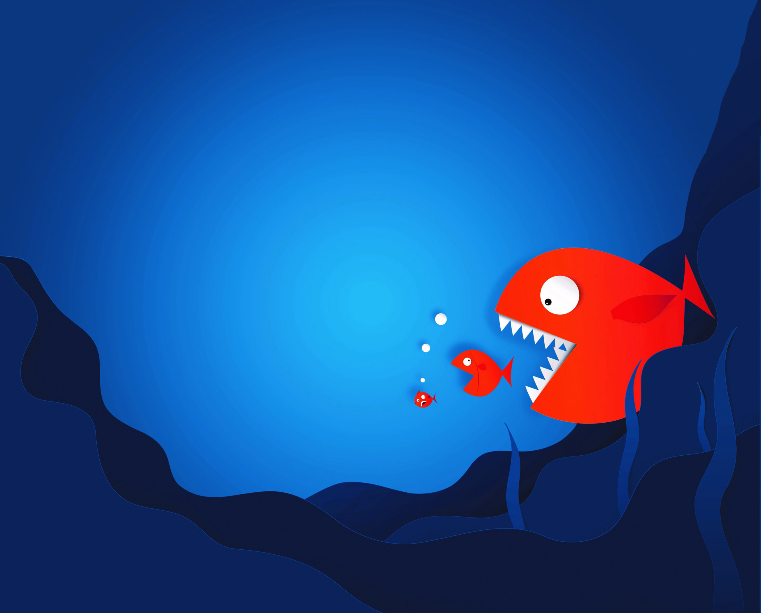 Large fish eating smaller fish eating smaller fish