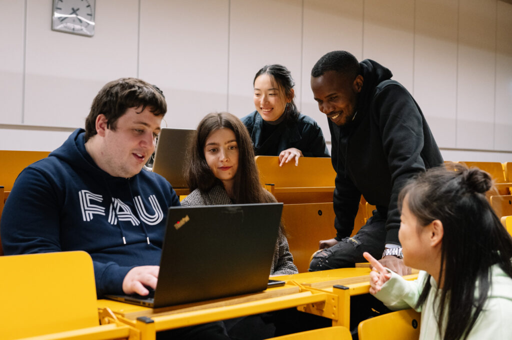 Students in a lecture room.