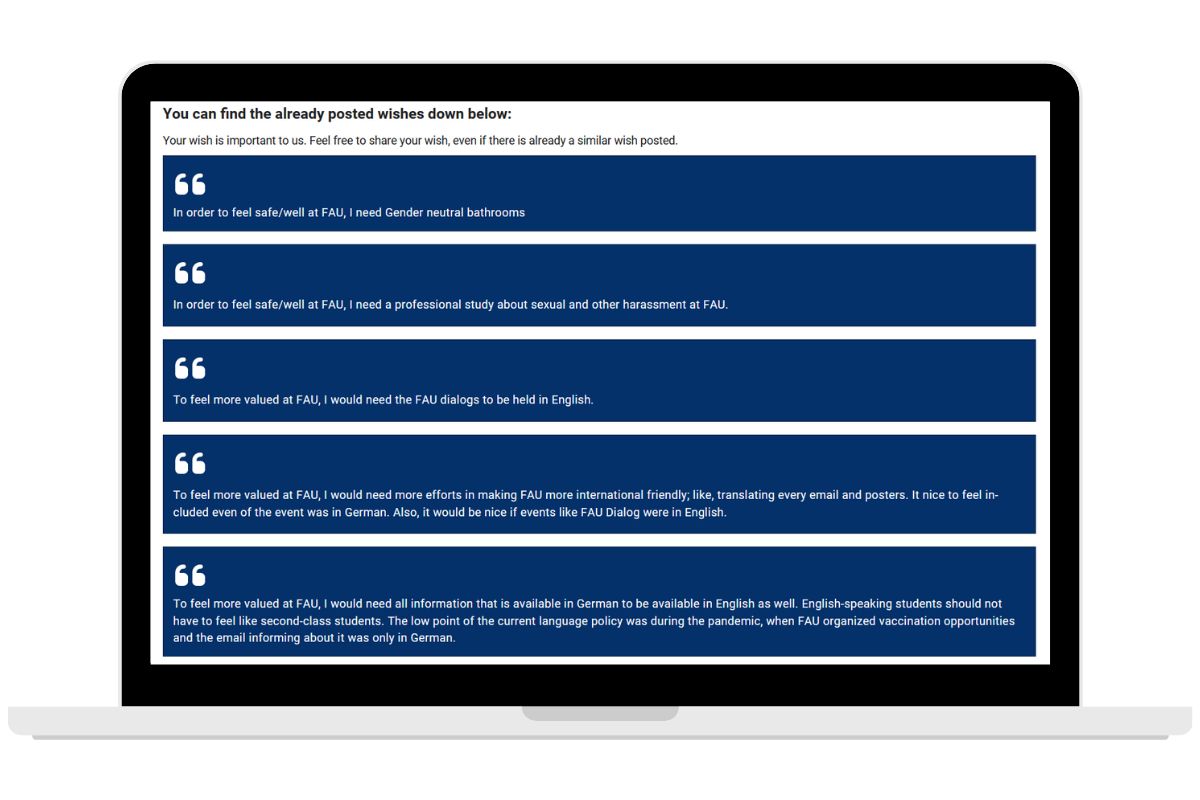 The Wishing Wall opened on a Laptop