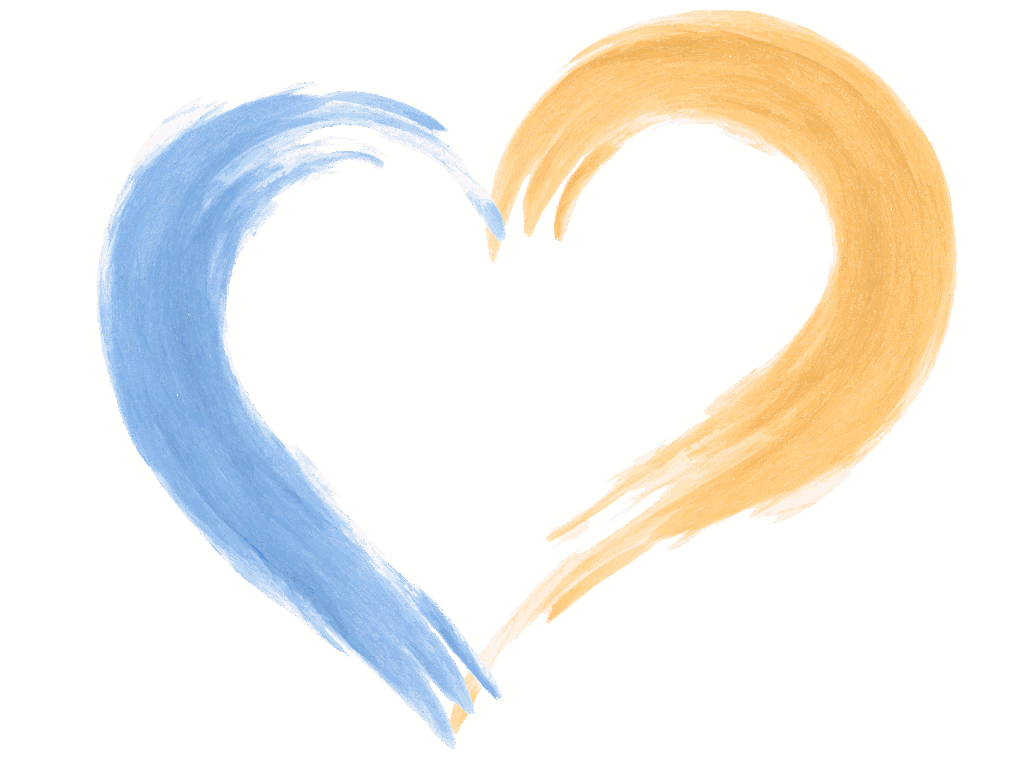 heart in blue and yellow