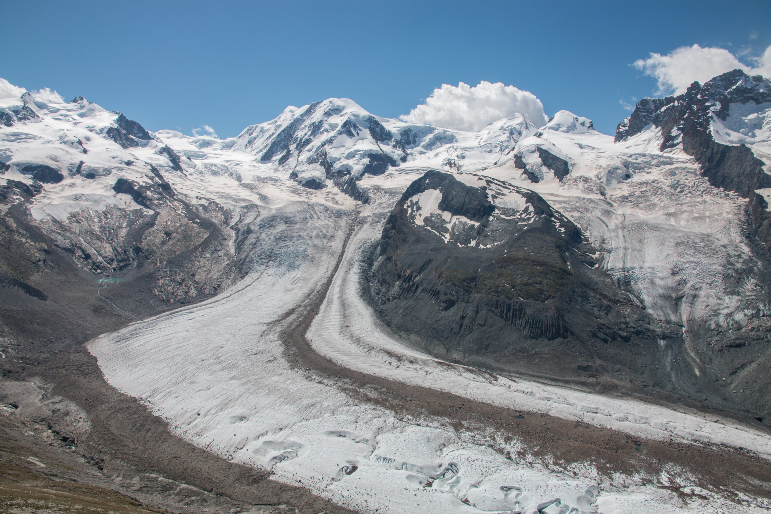 View of the Lyskamm with Grenzgletscher, Alps.