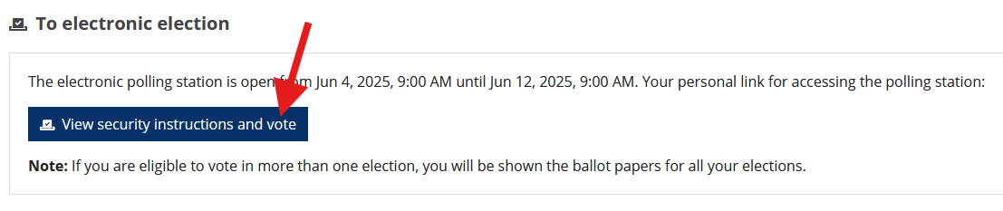 Klick the Button "View security instructions and vote"