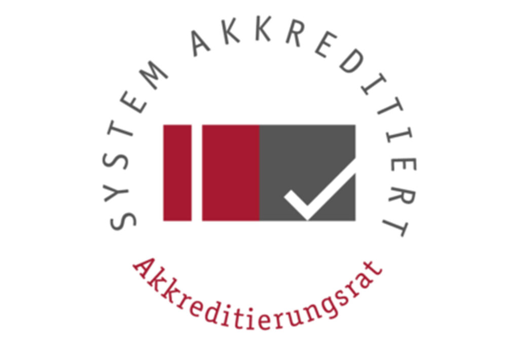 A seal with the words: System akkreditiert, Akkreditierungsrat.