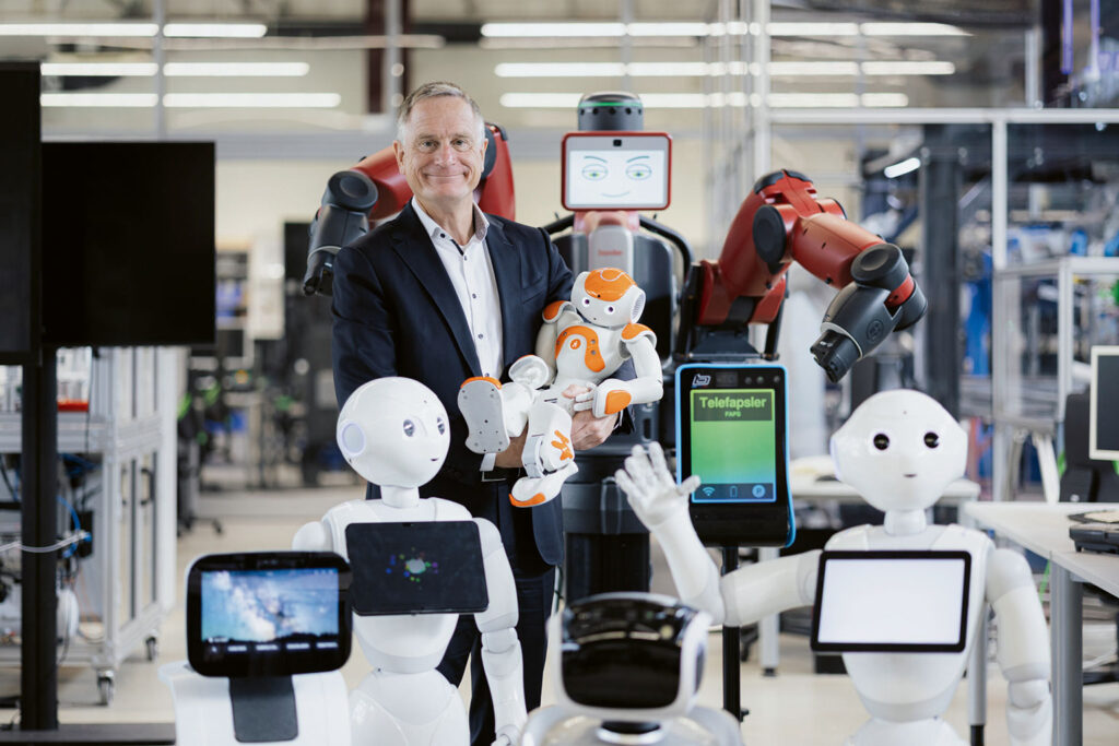 Prof. Franke and some robots.