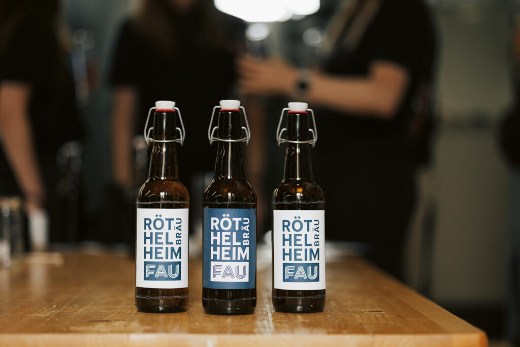 Three bottles of beer.