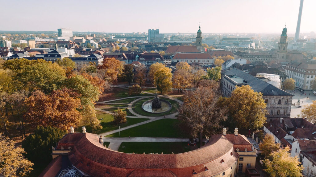 Drohneaufnahme des FAU Campus Erlangen Mitte.