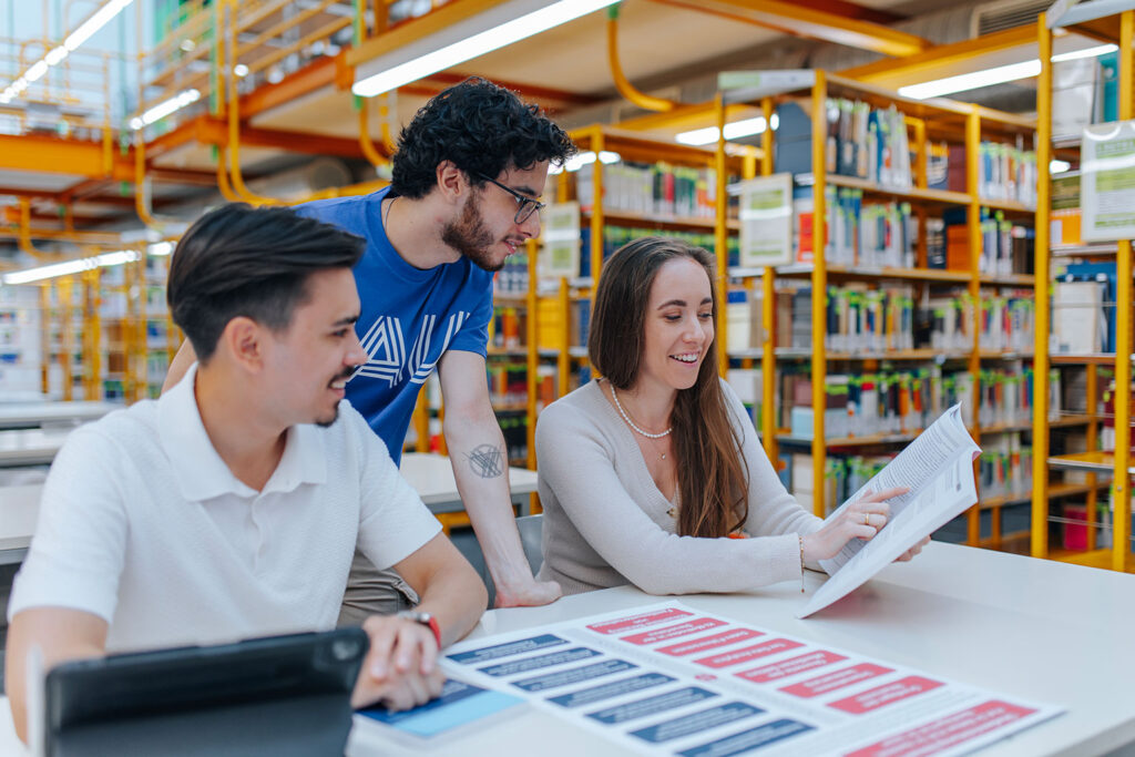 Students in a library