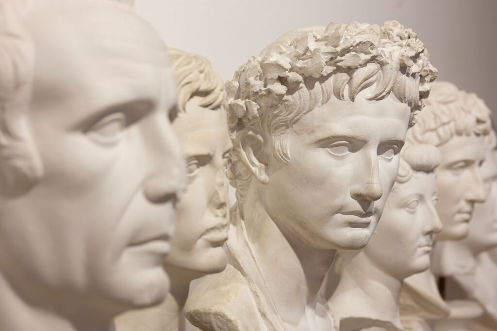 The heads of ancient statues.