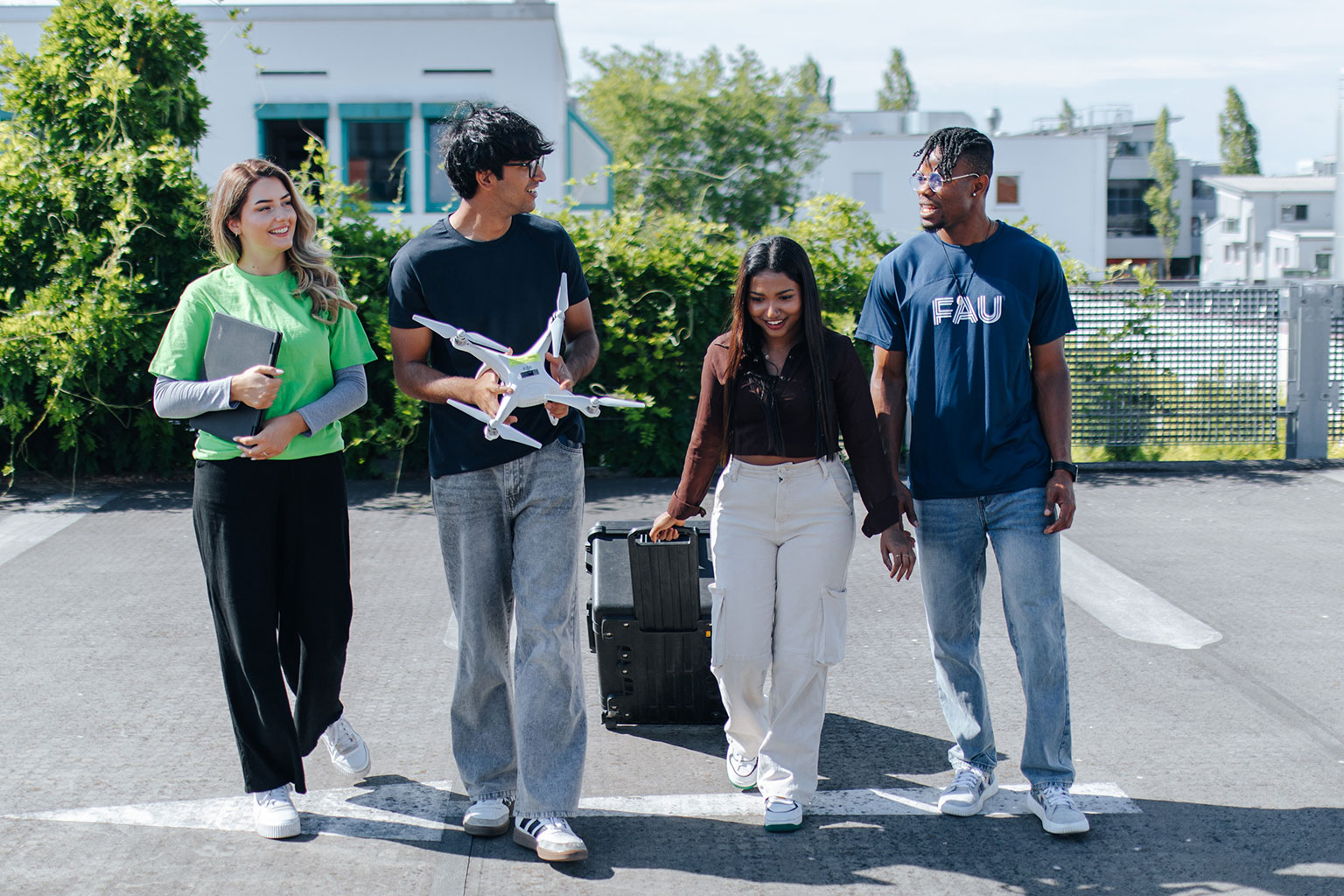 Students with a drone.