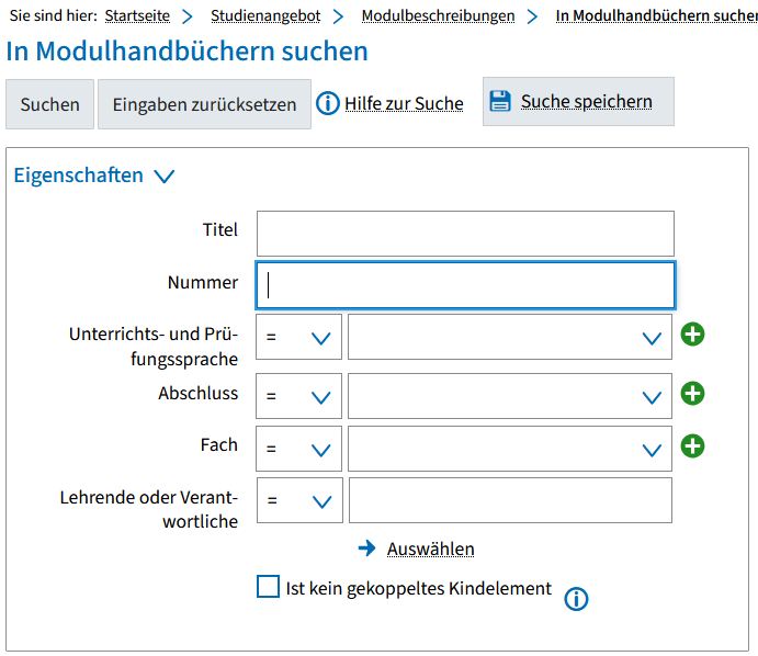 Screenshot from campo showing the “Search in module descriptions” screen.