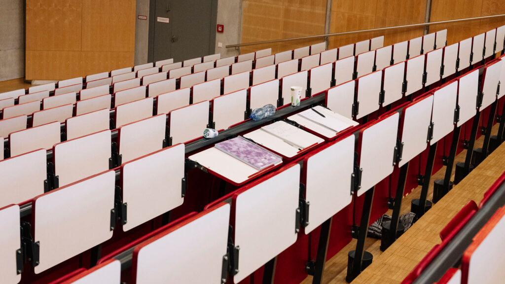 An empty lecture hall.